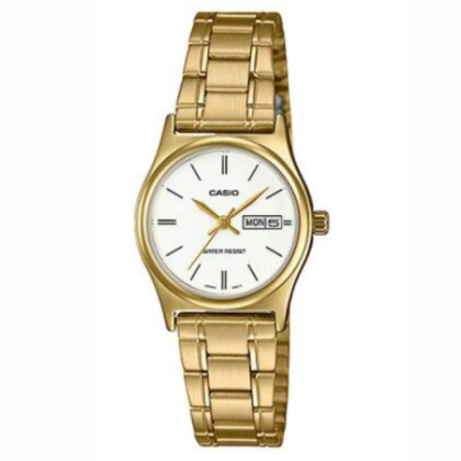 Casio General LTP-V006G-7B Women's Gold Tone Standard Stainless Steel White Dial Date Watch